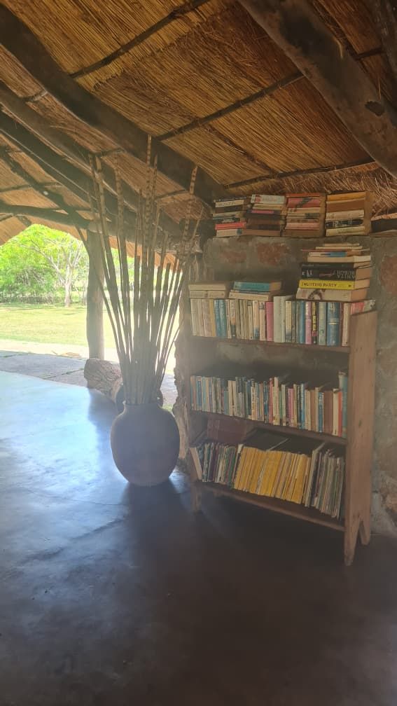 A bookshelf under the lapa